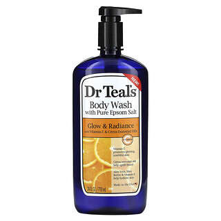 Dr. Teal's, Gel de gel pentru corp cu sare Epsom pură, strălucire și strălucire, 24 fl oz (710 ml)