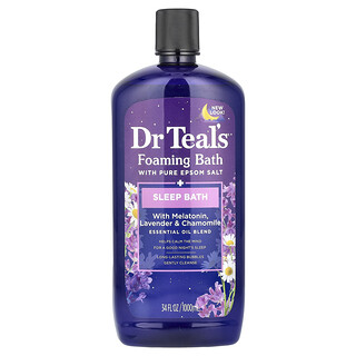 Dr. Teal's, Schuimbad met puur Epsom-zout, melatonine, lavendel en kamille, 34 fl oz (1.000 ml)