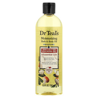 Dr. Teal's, Fugtgivende bade- og kropsolie, sheasmør og mandelolie, 260 ml
