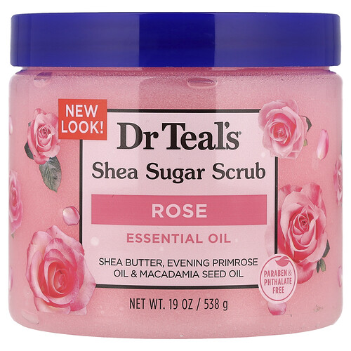 Dr. Teal's, Shea Sugar Scrub, Essential Oil, Rose, 19 oz (538 g)