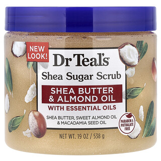 Dr. Teal's, Esfoliante de Açúcar de Karité, Manteiga de Karité e Óleo de Amêndoa, 538 g (19 oz)