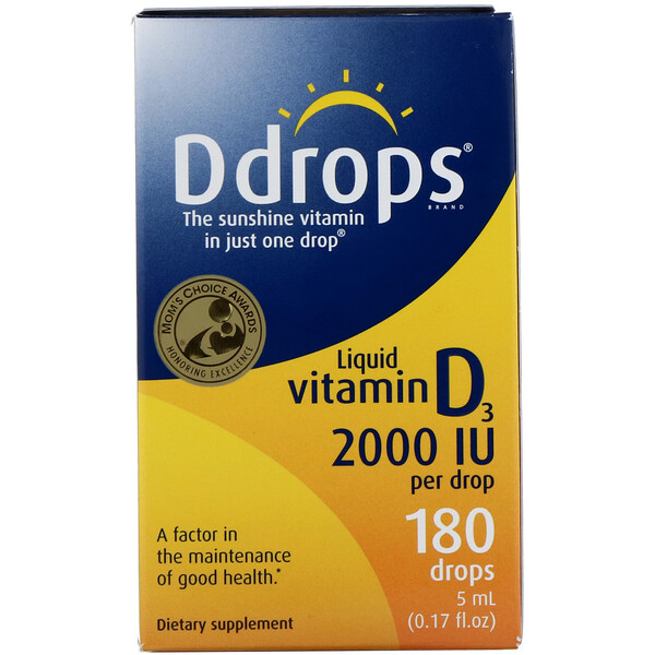 Ddrops, Liquid Vitamin D3, 2,000 IU, 0.17 fl oz (5 ml) iHerb