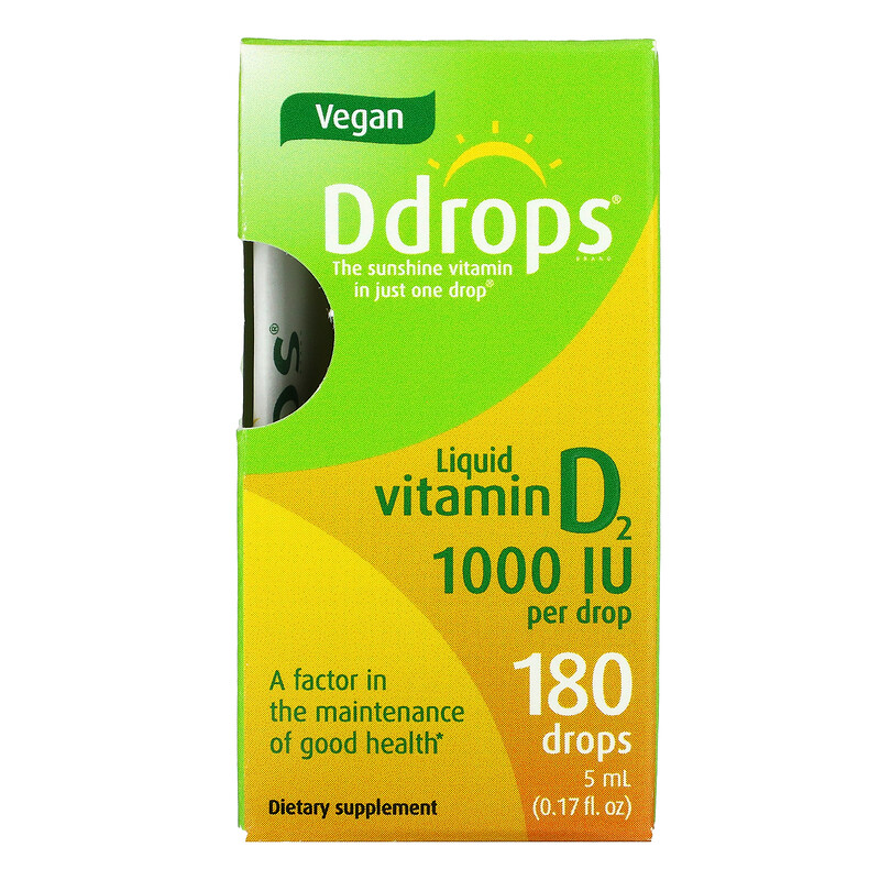 Ddrops, Liquid Vitamin D2, 1,000 IU, 0.17 fl oz (5 ml) iHerb