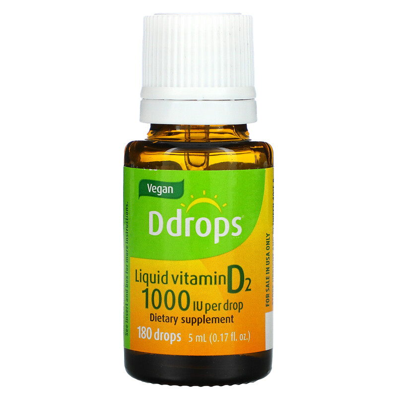 Ddrops, Liquid Vitamin D2, 1,000 IU, 0.17 fl oz ( 5 ml) iHerb