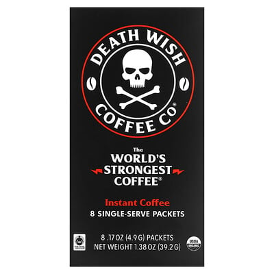 

Death Wish Coffee The World's Strongest Coffee Instant Coffee Dark Roast 8 Single-Serve Packets 17 oz (4.9 g) Each