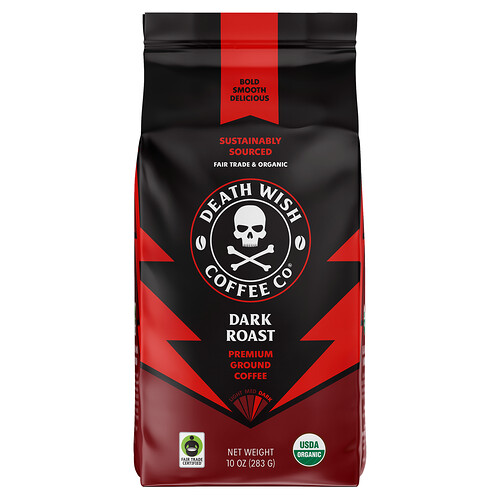 Death Wish Coffee, Ground, Dark Roast, 10 oz (283 g)