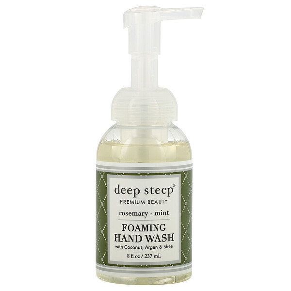 Deep Steep, Foaming Hand Wash with Coconut, Argan & Shea, Rosemary-Mint, 8 fl oz (237ml)