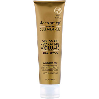 Deep Steep, Óleo de Argan, Shampoo Hidratante Para Volume, Deliciosamente Volumoso, 295ml