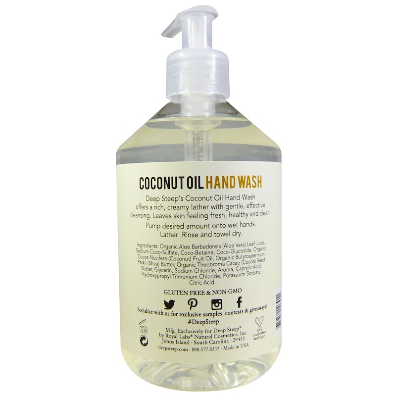 Deep Steep, Coconut Oil Hand Wash, Pure Coconut, 17.6 fl oz (520 ml