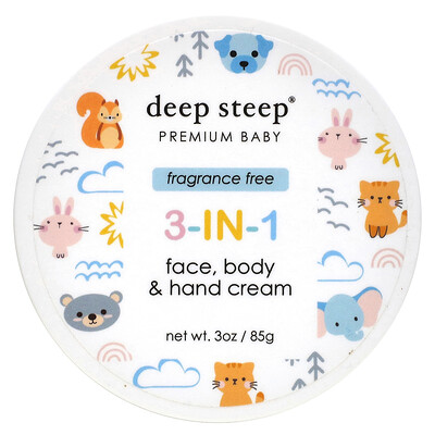 

Deep Steep Premium Baby, крем 3 в 1 для лица, тела и рук, без отдушек, 85 г (3 унции)