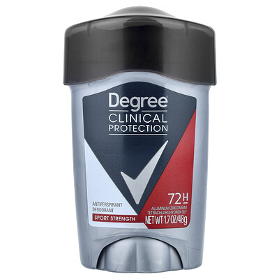 Degree, Protección clínica, Desodorante antitranspirante, Sólido suave, Concentración deportiva, 48 g (1,7 oz)