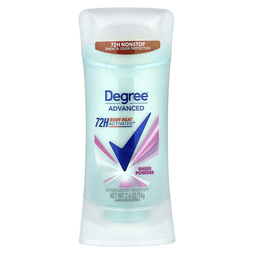 Degree, Advanced, 72H Body Heat Activated™, Antiperspirant Deodorant, Sheer Powder, 2.6 oz (74 g)