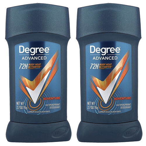 Degree Advanced, 72H Body Heat Activated™, Antiperspirant Deodorant, Adventure, 2 Pack, 2.7 oz (76 g) Each
