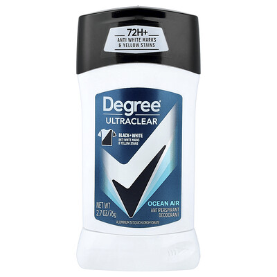 Degree, Desodorante antitranspirante, Ultratransparente, Blanco y negro, Aire oceánico, 76 g (2,7 oz)