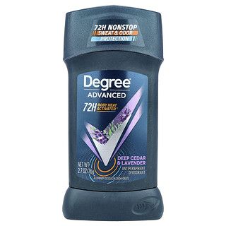 Degree, Advanced, 72H Body Heat Activated™, Déodorant anti-transpirant, Cèdre intense et lavande, 76 g