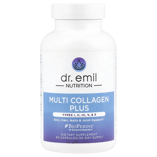 Dr. Emil Nutrition, Multi Collagen Plus, Multi-Kollagen Plus, Typ I, II, III, V und X, 90 Kapseln