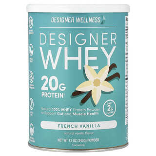 Designer Wellness, Designer Whey®, Natural 100% Whey Protein Powder, French Vanilla, 12 oz (340 g)