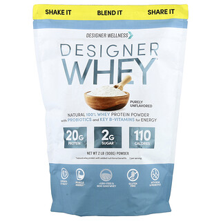Designer Wellness, Designer Whey®, Natural 100% Whey Protein Powder, Purely Unflavored, 2 lb (908 g)