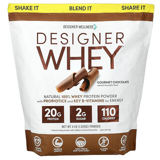 Designer Wellness, Designer Whey, Natural 100% Whey Protein Powder, Gourmet Chocolate, 4 lb (1.82 kg)