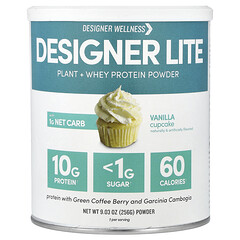 Designer Lite, рослинний порошок із сироватковим протеїном, ванільний кекс, 256 г (9,03 унції)