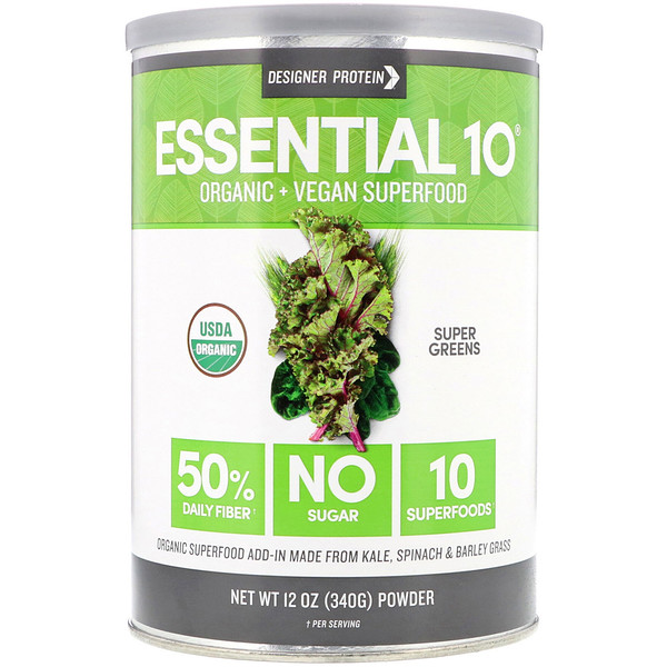 Designer Protein, 에센셜 10 슈퍼푸드, 슈퍼그린, 340 g (12 oz) - iHerb Designer Protein, 에센셜 10 슈퍼푸드, 슈퍼그린, 340... 
