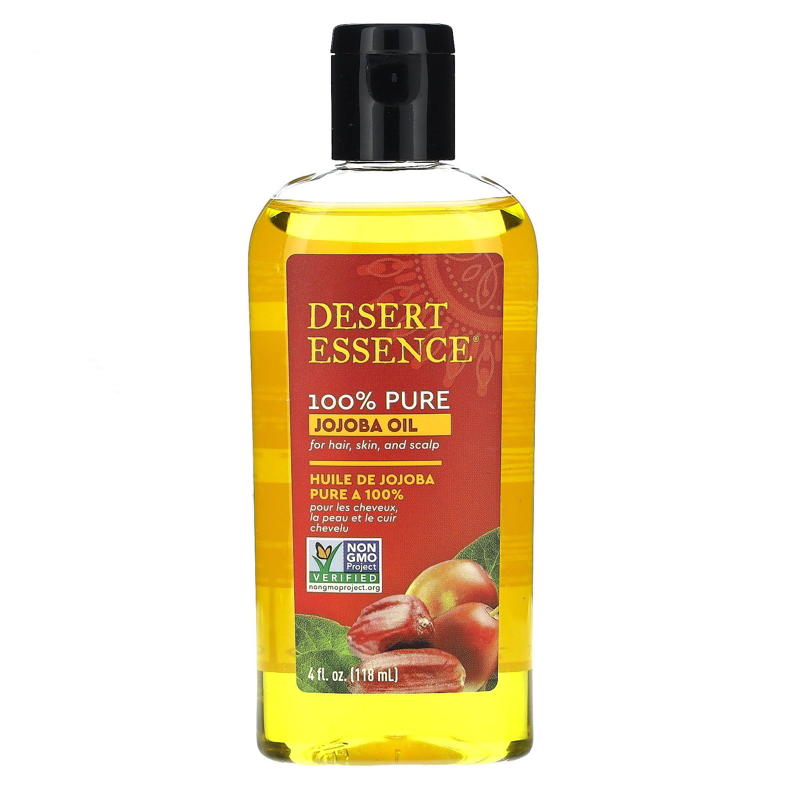 100％ピュアホホバオイル、髪・肌・頭皮用、118ml（4液量オンス）