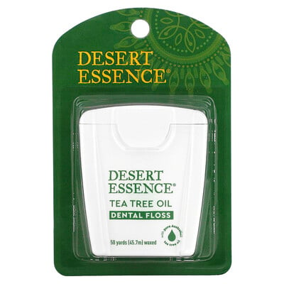 Desert Essence Зубная нить с маслом чайного дерева, вощеная, 45,7м (50ярдов)