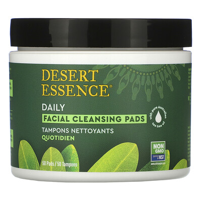 Desert Essence ватные диски для ежедневной очистки кожи лица, 50 штук