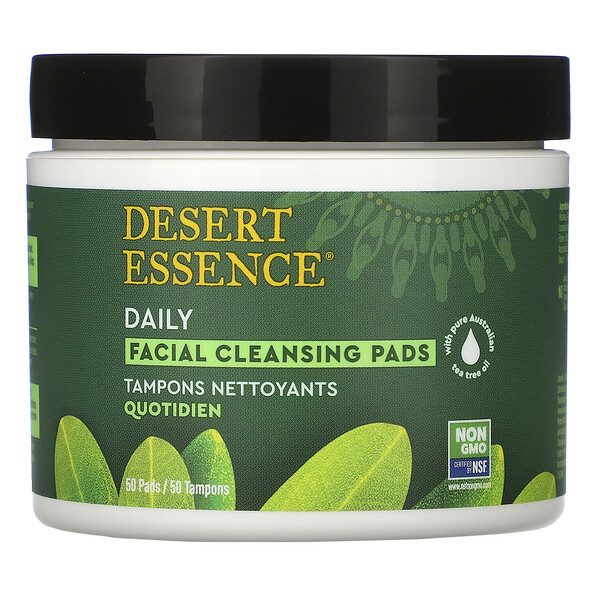 Desert Essence, ватные диски для ежедневной очистки кожи лица, 50 штук