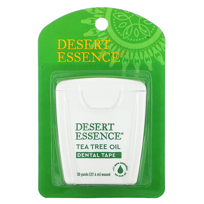 Desert Essence Зубная лента с маслом чайного дерева, покрытая воском, 30 ярдов (27,4 м)