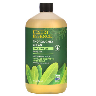 Desert Essence, Soin nettoyant visage Thoroughly Clean – formule d’origine, pour peau grasses ou intermédiaires, 946 ml.