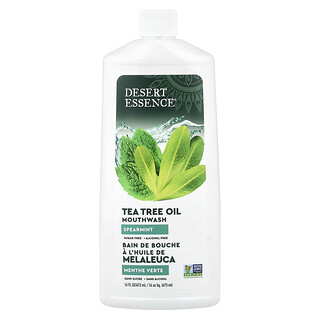 Desert Essence（デザートエッセンス）, ティーツリーオイル マウスウォッシュ、スペアミント、473ml
