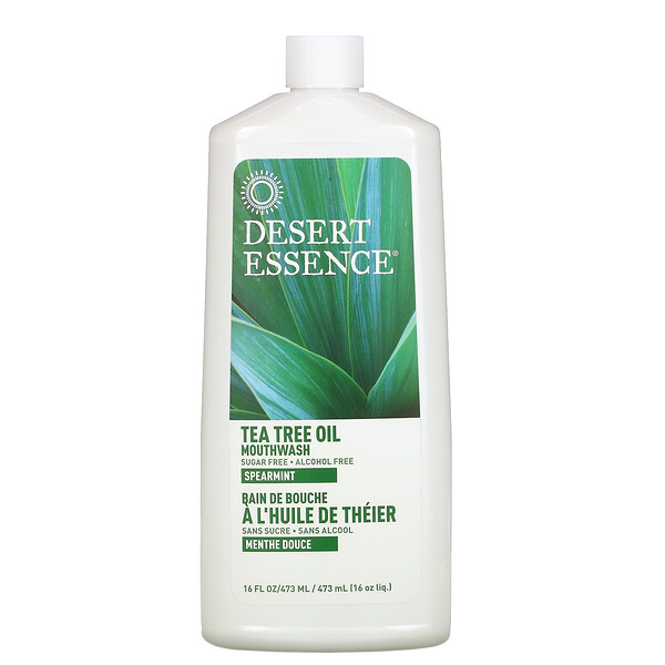 Desert Essence‏, שטיפת פה מרעננת וטבעית עם שמן עץ התה, ללא אלכוהול, 480 מ"ל (16 אונקיות נוזל)
