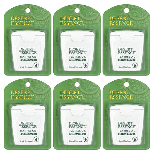 Desert Essence Dental Tape, Waxed, Tea Tree Oil, 6 Count, 30 yds (27.4 m)