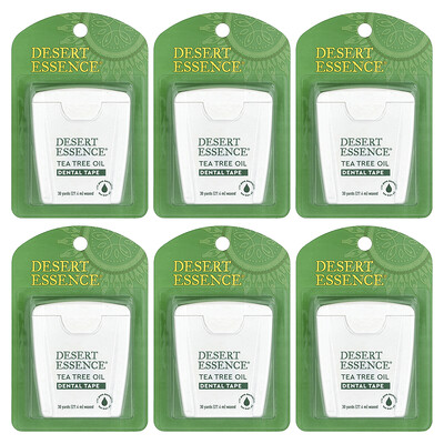 Desert Essence, Cinta dental, Encerada, Aceite de árbol del té, 6 unidades, 27,4 m (30 yd)