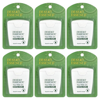 Desert Essence, Cinta dental, Encerada, Aceite de árbol del té, 6 unidades, 27,4 m (30 yd)