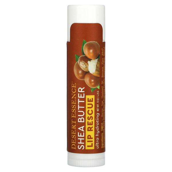 Desert Essence, Lip Rescue, Ultra Hydrating with Shea Butter, Lippenbalsam, extrem feuchtigkeitsspendend mit Sheabutter, 4,25 g (0,15 oz.)