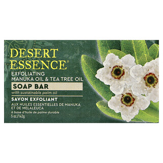 Desert Essence, Barra de jabón exfoliante con aceite de manuka y aceite de árbol del té, 142 g (5 oz)