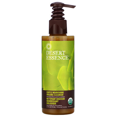 Desert Essence Gentle Nourishing Organic Cleanser with Aloe Vera and Cucumber, 6.7 fl oz (195 ml)