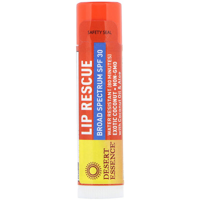 

Desert Essence Lip Rescue, Broad Spectrum SPF 30, Exotic Coconut, .15 oz (4.25 g)
