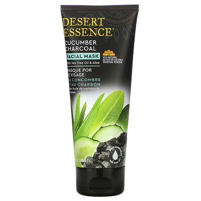 Desert Essence Facial Mask, Cucumber Charcoal, 3.4 oz (100 ml)