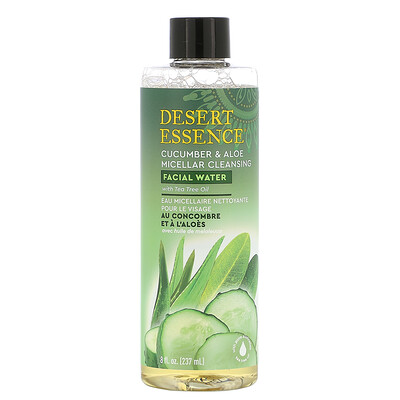 

Desert Essence Micellar Cleansing Facial Water, Cucumber & Aloe, 8 fl oz (237 ml)