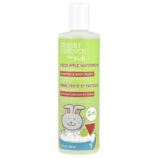 Desert Essence, Champú y jabón líquido para el cuerpo para niños, Manzana verde y sandía, 355 ml (12 oz. líq.)