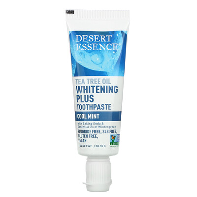 Desert Essence Tea Tree Oil Whitening Plus Toothpaste, Cool Mint, 1 oz (28.35 g)