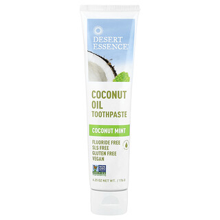Desert Essence, Crema dental de aceite de coco, Coco Menta, 6.25 oz (176 g)