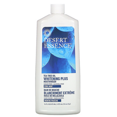 Desert Essence Tea Tree Oil, Whitening Plus Mouthwash, Cool Mint, 16 fl oz (473 ml)
