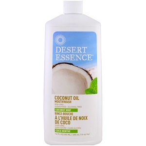 Desert Essence, Ополаскиватель для полости рта с кокосовым маслом, Кокос и мята, 16 унций (480 мл)