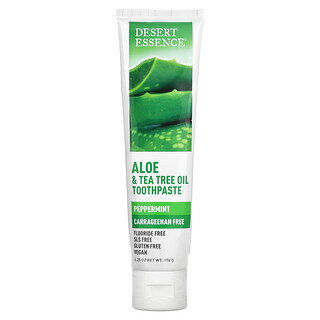 Desert Essence, Pasta dental con aloe y aceite de árbol del té, Menta, 176 g (6,25 oz)