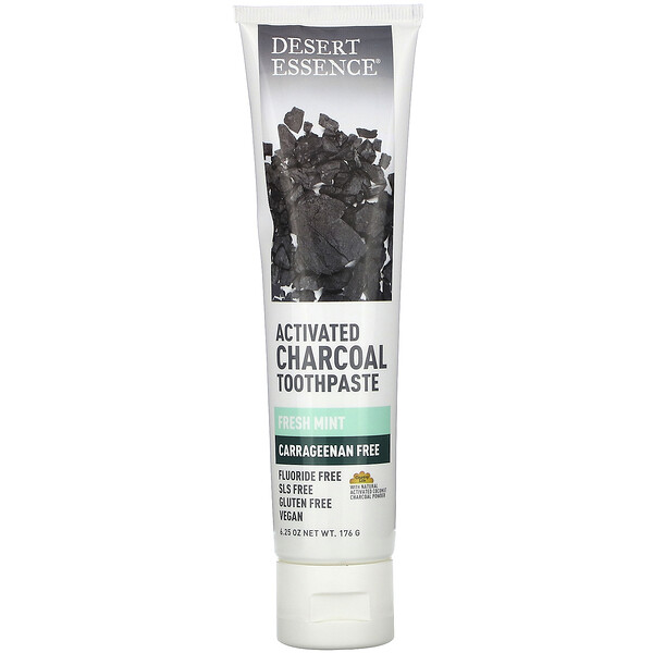 Desert Essence, Activated Charcoal Toothpaste, Fresh Mint, 6.25 oz (176 ...