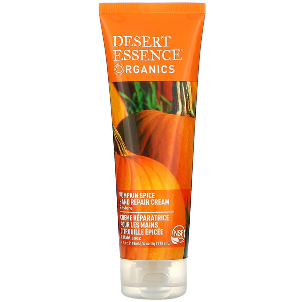 Desert Essence, Organics, восстанавливающий крем для рук, Pumpkin Spice, 4 жидких унции (118 мл)
